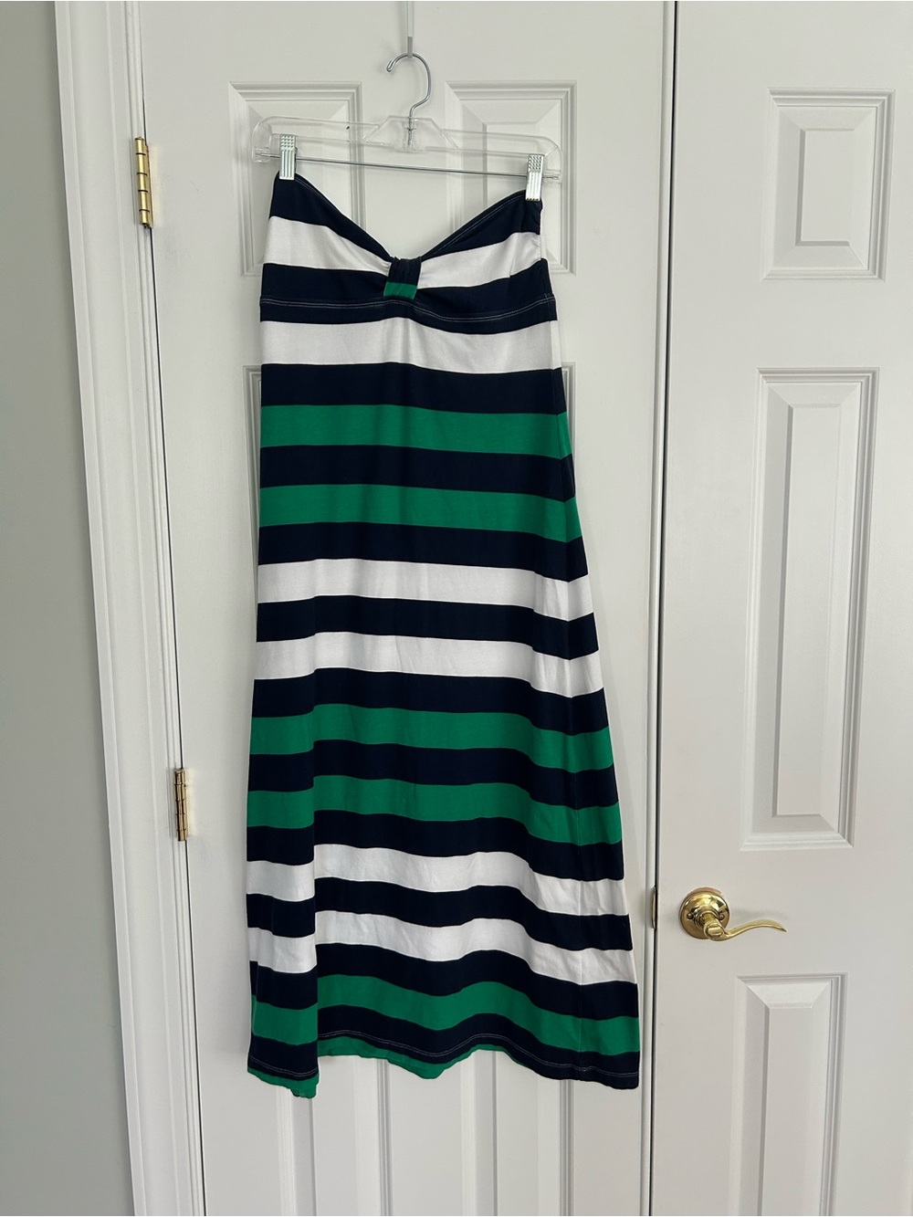 Tommy Bahama Navy, Green & White Strapless Maxi Dress